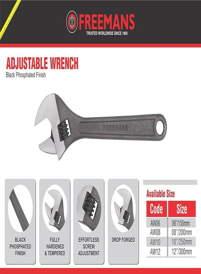 FREEMANS 6" Phosphate Finish, Anti-Corrosion Adjustable Wrench Spanner, Adjustable Wrench for All Nut Sizes, Easy to Grip Wrench, Universal Wrench, Plumbing Tool (6-Inch) - Image 3